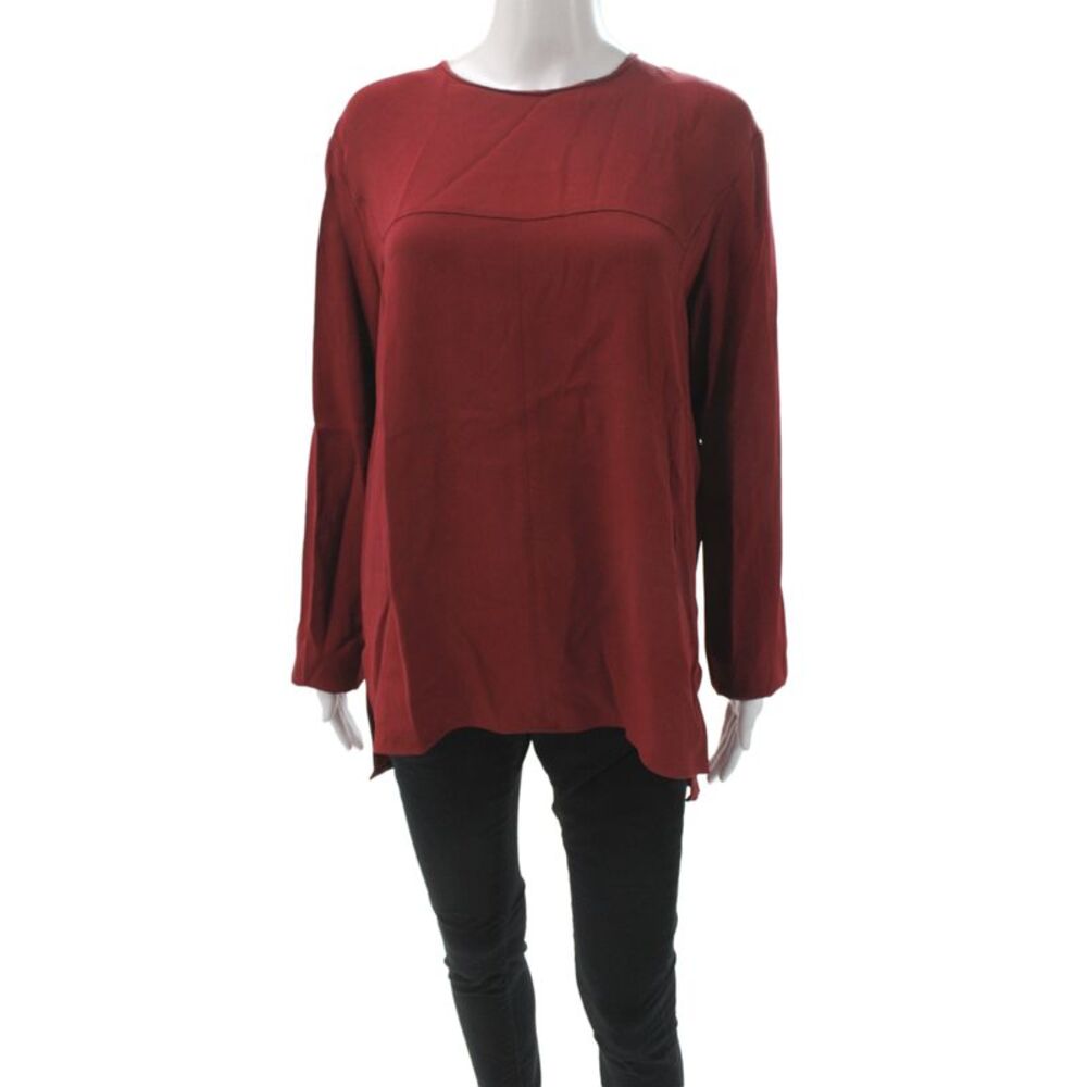 Stella McCartney Women Red Tunic Blouse Long Sleeve Round Neck Zip Size 44